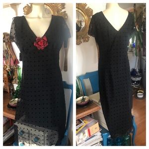 Black Chiffon Swiss Polka-Dot Formal Dress
